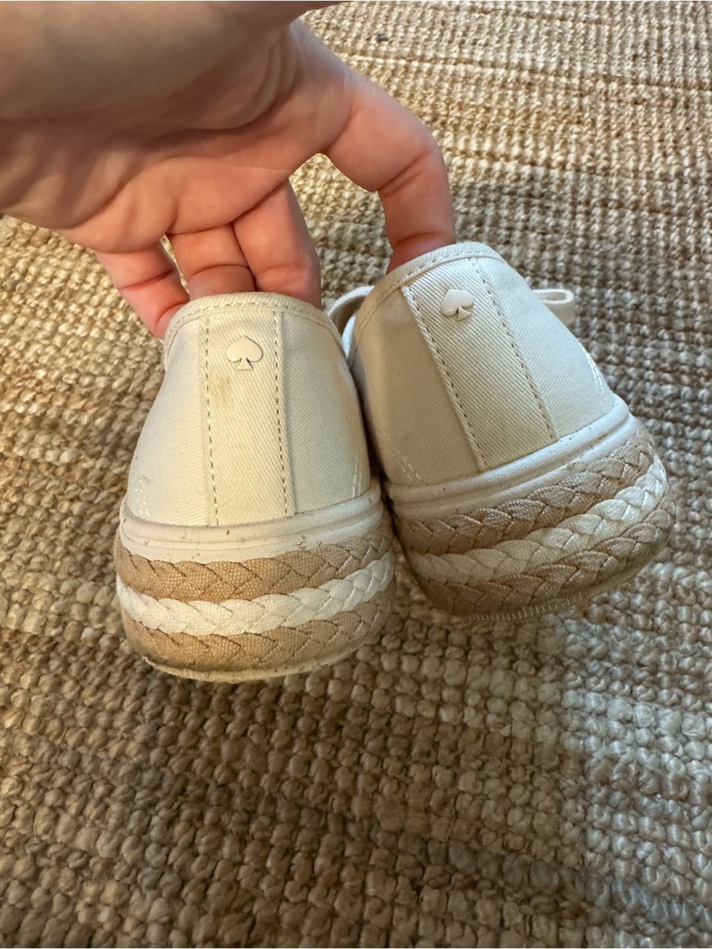 Kate Spade Taylor Platform Sneakers Off White Cream Braided 0.25” Heel Size 7.5 - Picture 5 of 7